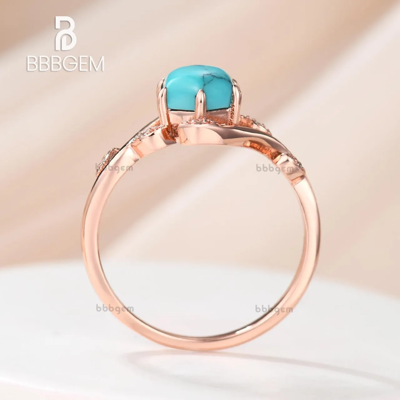 Willow Ring With Hexagon Shaped Black Turquoise Nature Inspired Willow Diamond Engagement Ring