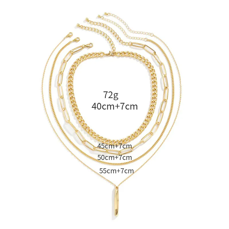 Women's 4pcs/Set Fashion Punk Style Layered Chain Necklaces