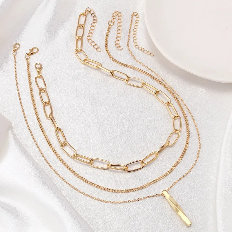 Women's 4pcs/Set Fashion Punk Style Layered Chain Necklaces