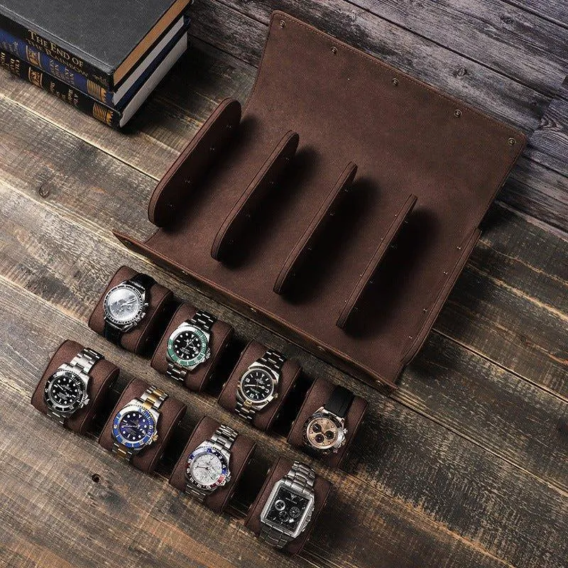 Woosir Vintage Leather Watch Case for 8 Watches