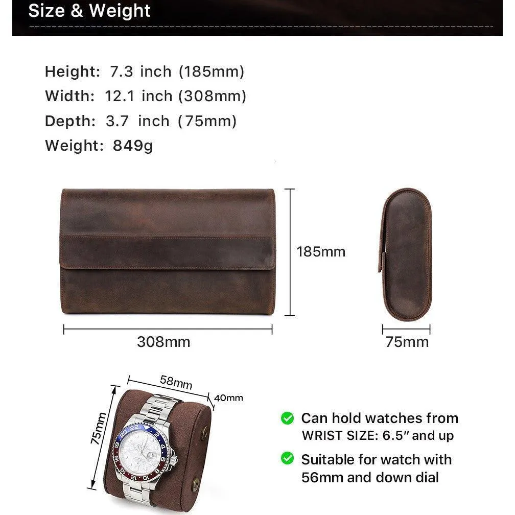 Woosir Vintage Leather Watch Case for 8 Watches