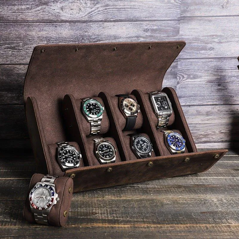 Woosir Vintage Leather Watch Case for 8 Watches
