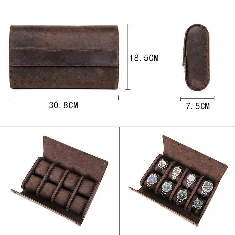 Woosir Vintage Leather Watch Case for 8 Watches