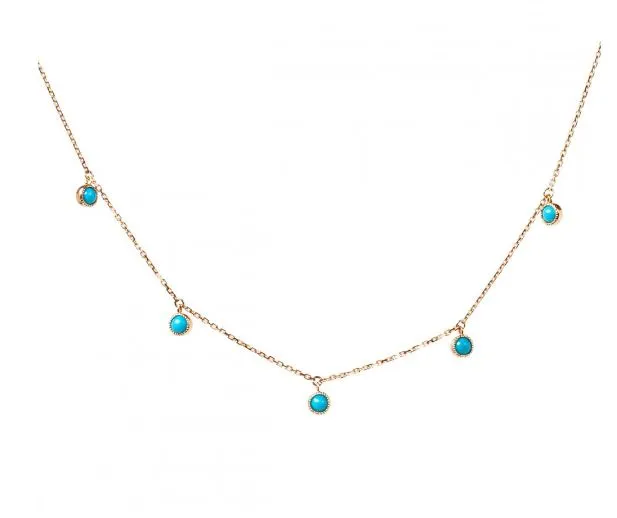 Yellow Gold Turquoise Droplet Necklace