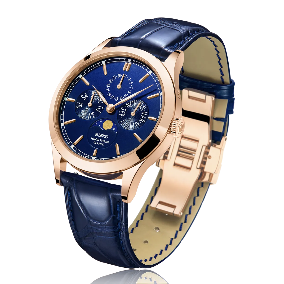 ZEROO C1 CLASSIC MOON PHASEQUARTZ WATCH FOR GENTS - ZC001RBL