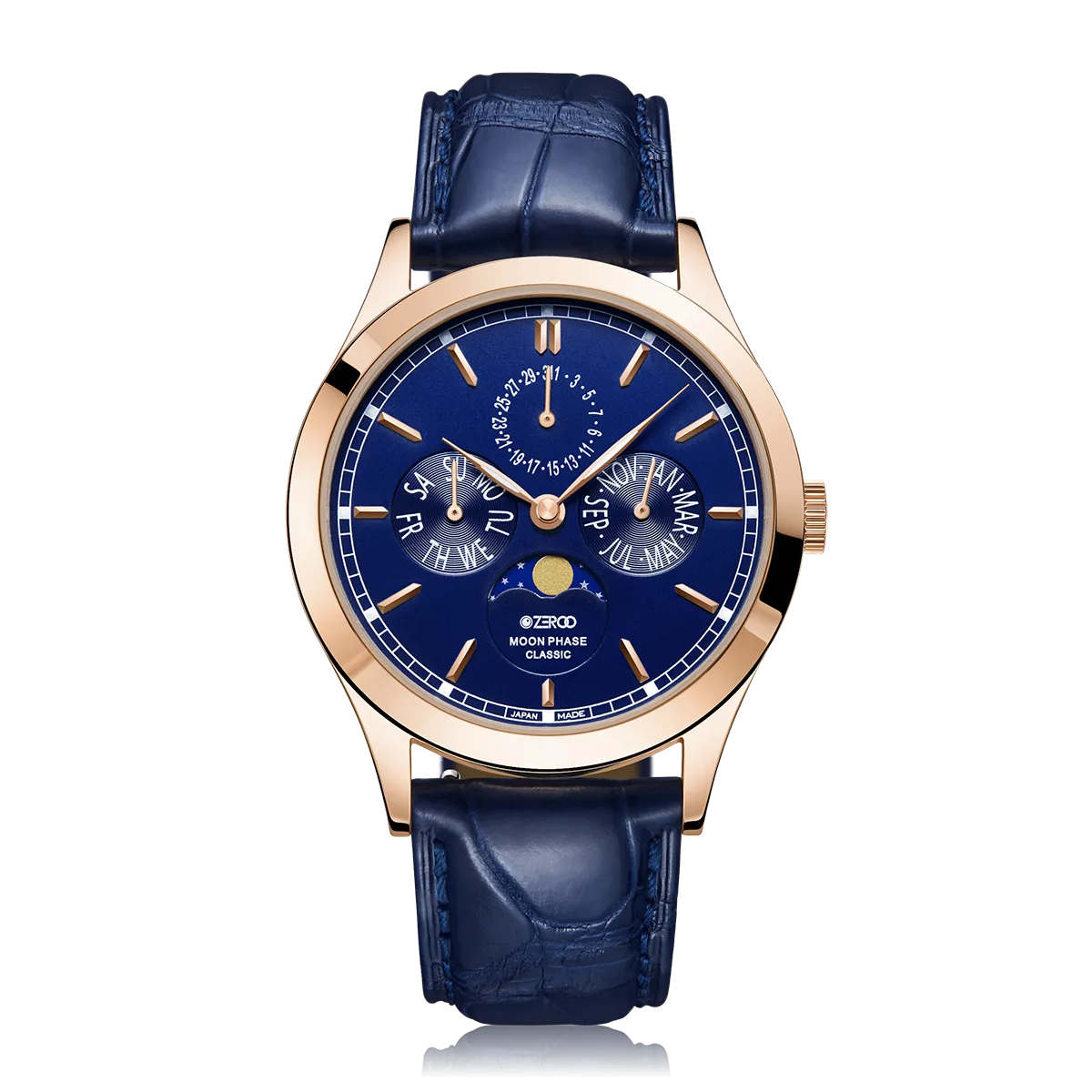 ZEROO C1 CLASSIC MOON PHASEQUARTZ WATCH FOR GENTS - ZC001RBL