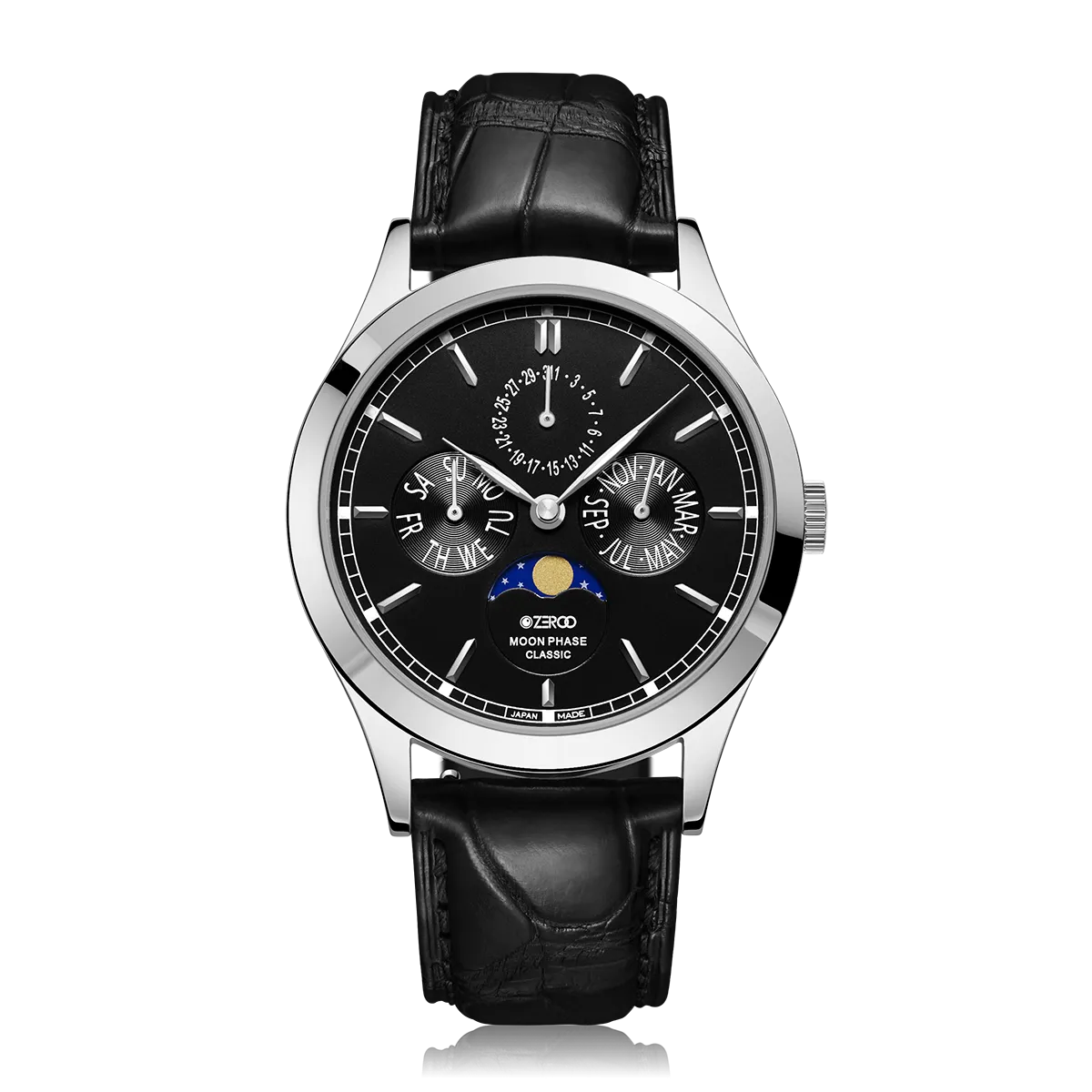 ZEROO C1 CLASSIC MOON PHASEQUARTZ WATCH FOR GENTS - ZC001SBK