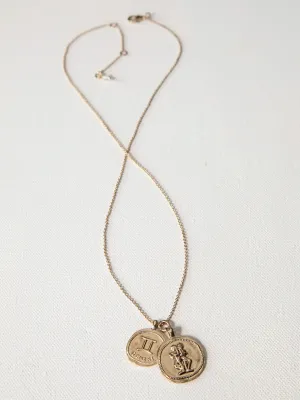 Zodiac Coin Necklace - Gemini