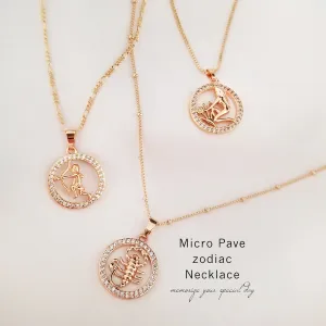 Zodiac CZ Coin Necklace