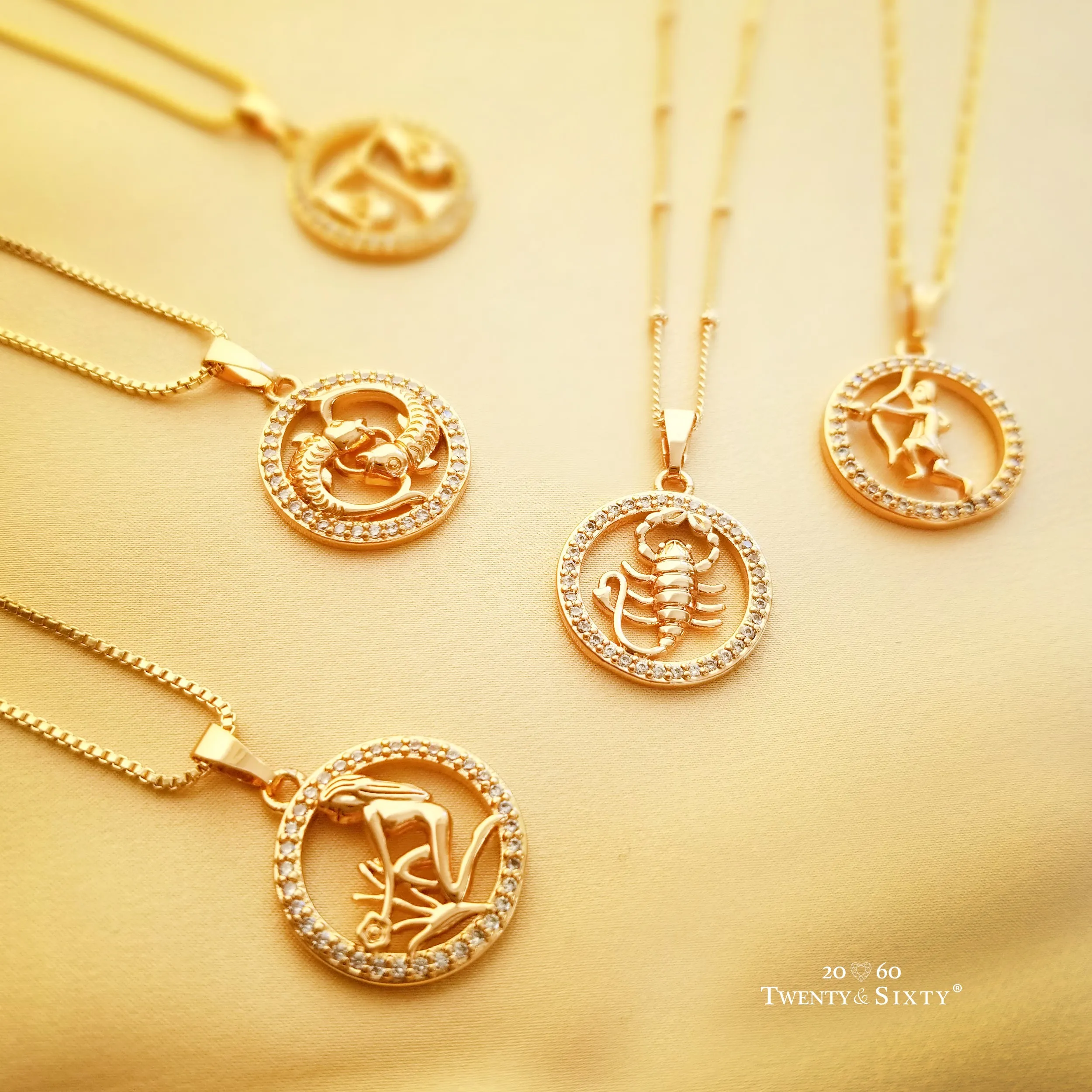 Zodiac CZ Coin Necklace